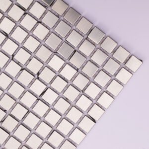 Piastrelle a mosaico in acciaio inossidabile – argentato, quadrato, spazzolato, per paraschizzi – BJ-D7154352F41F