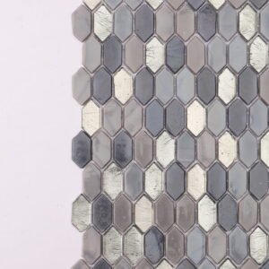 Mosaico de vidrio – gris oscuro / dorado, formato alargado