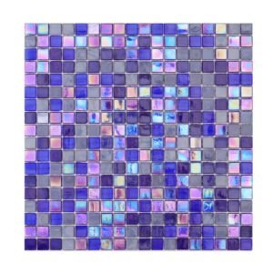 Iridescent Mixed Navy Blue Glass Mosaic Tiles 15mm*15mm