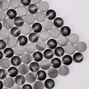 Metallmosaikfliesen – Schwarz, kleine Rundformen, Rundformen, 3D-Struktur