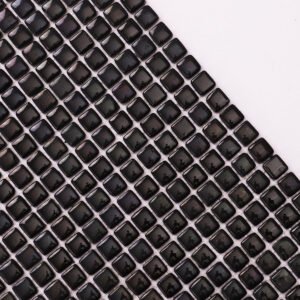 بلاط فسيفساء صغير لامع من الزجاج الأسود المعاد تدويره، 12 × 12 مم
