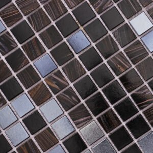 Piastrelle a mosaico in vetro – nero / dorato – BJ-021B09EBB8E2