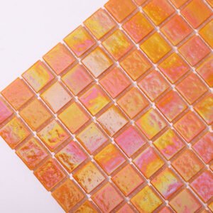 Mosaïque en verre – orange, carré, pour sol — BJ-7D27A646BB3B