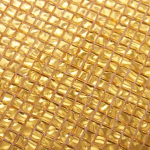 بلاط فسيفساء زجاجي ذهبي لامع، 10x10mm