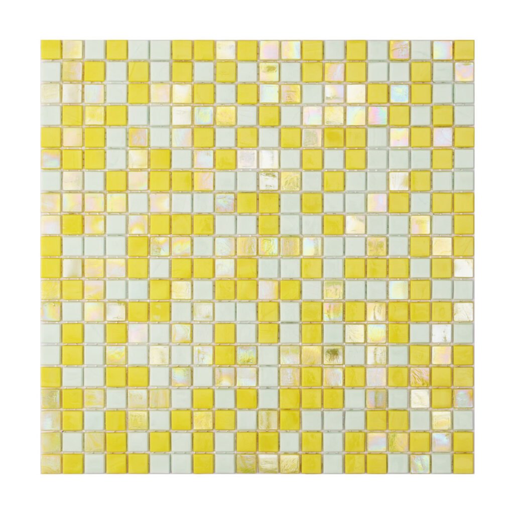 Piastrelle a mosaico in vetro – giallo, quadrato, per pavimenti – BJ-8E61D3A6EB40