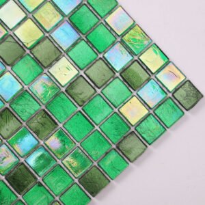 Glasmosaikfliesen – Grün, Quadrate, glänzend, für Wände