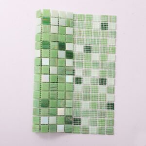 Mosaïque en verre – vert, carré, irisé, pour piscine — BJ-E97D17AF02E3