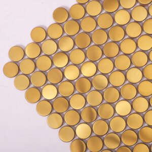 Metallmosaikfliesen – Goldfarben, kleine Rundformen, Rundformen, für Wände