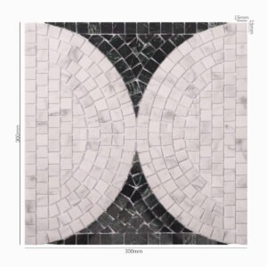 Piastrelle a mosaico in marmo – bianco / verde, lucidato