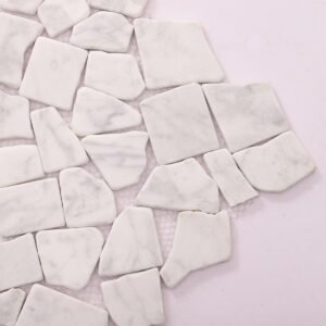 Marmormosaikfliesen – Carrara, Weiß, Crackle-Oberfläche