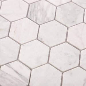 Piastrelle a mosaico in marmo – Carrara, bianco, esagonale
