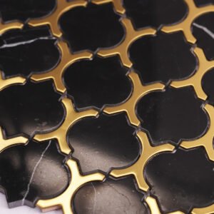 Piastrelle a mosaico in acciaio inossidabile – nero / dorato, arabesco