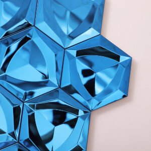 Piastrelle a mosaico in acciaio inossidabile – blu, esagonale, 3D