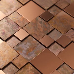 Azulejos 3D de cobre e aço inoxidável