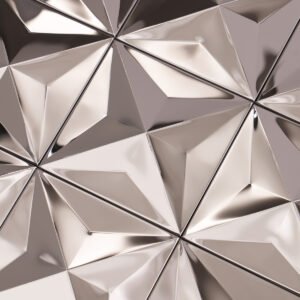Sølvfargede kvadratiske 3D-metallmosaikkfliser i rustfritt stål med speilfinish