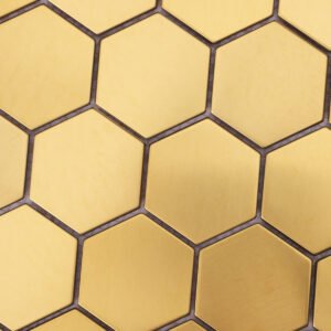 Mosaikfliesen aus Edelstahl – Goldfarben, Sechsecke, für Wände