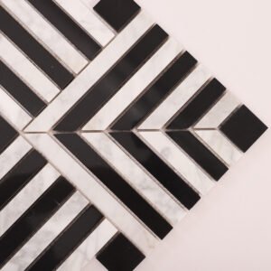 Piastrelle a mosaico in marmo – Carrara, bianco / nero, a motivi geometrici