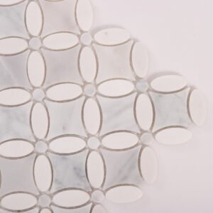 Piastrelle a mosaico in marmo – Carrara, bianco, floreale
