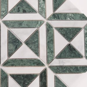 Mosaïque en marbre – blanc / vert, triangulaire