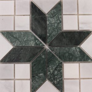 Mosaïque en marbre – Carrara, blanc / vert, étoilé, pour sol