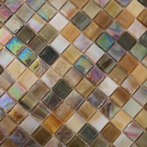Glasmosaikfliesen – Braun, Quadrate, irisierend, für Wände