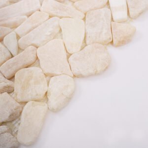 Mosaïque en travertin – beige, galets, adouci, pour sol