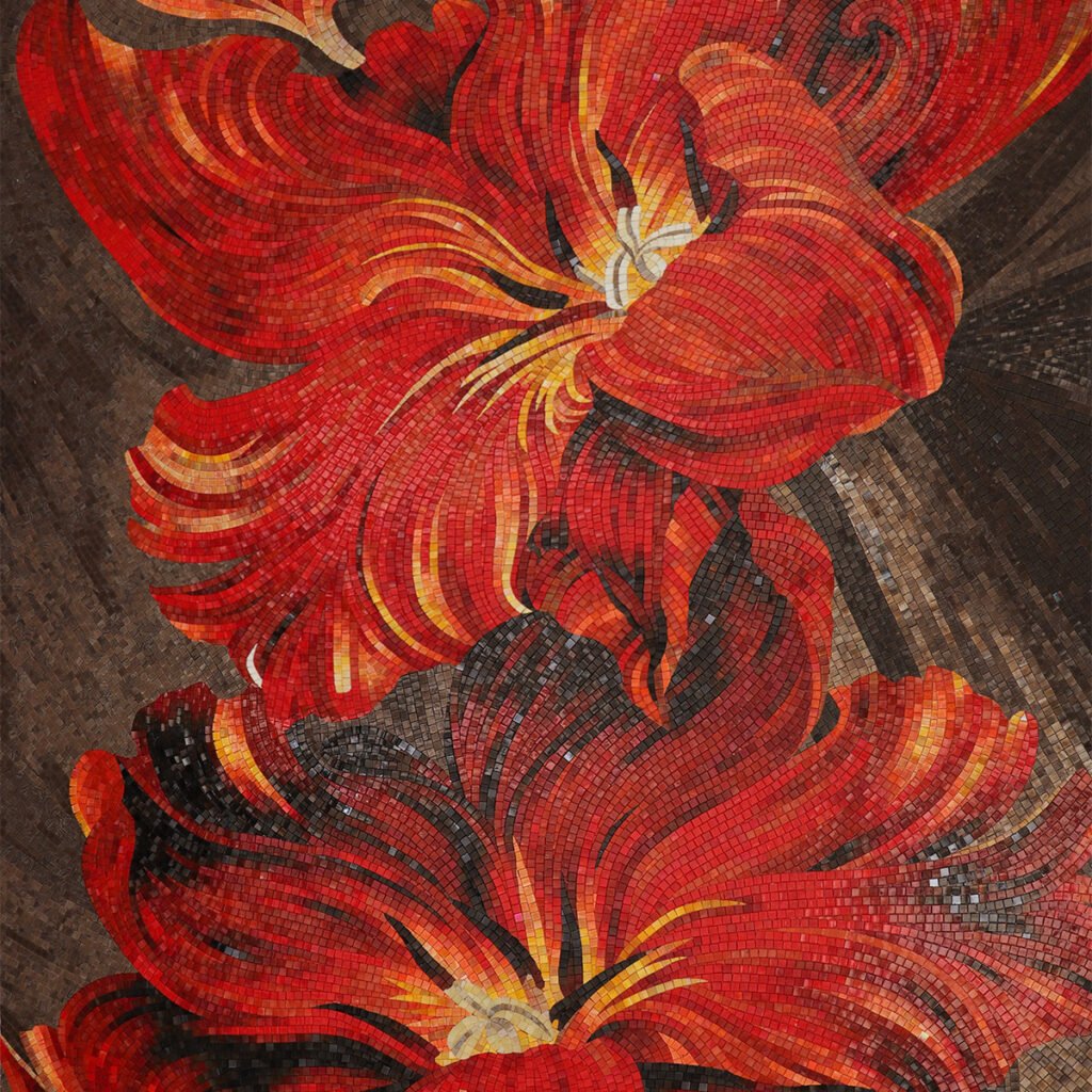 Individuell anpassbares Glasmosaikbild – Große rote Blume