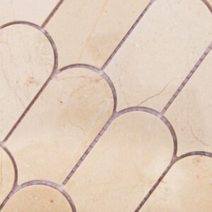 Mosaïque en marbre – beige, motif écailles, format allongé