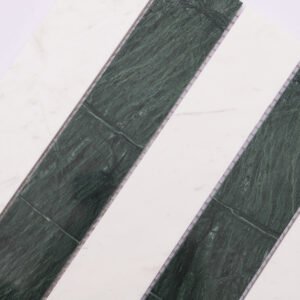 Mosaico de mármol – blanco / verde, formato metro