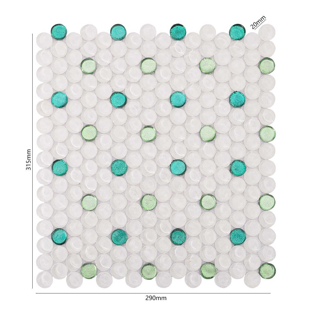 White Mix Green Penny Round Glossy Glass Mosaic Tiles