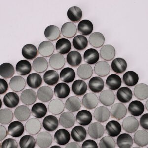 Metallmosaikfliesen – Schwarz, kleine Rundformen, Rundformen, 3D-Struktur
