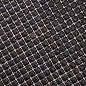 بلاط فسيفساء صغير لامع من الزجاج الأسود المعاد تدويره، 12 × 12 مم
