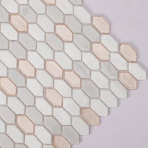 Glasmosaikfliesen – Beige, längliche Sechsecke