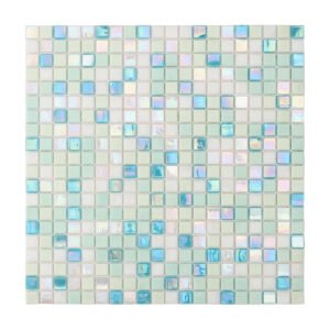 Light Blue Iridescent Fired Erath Glass Mosaic Tile 15mm*15mm