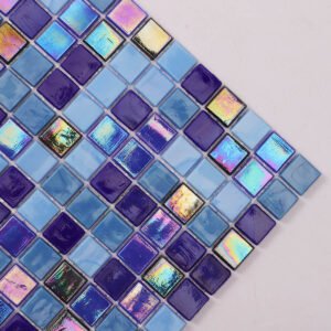 Meerkleurige blauwe iriserende glasmozaïektegels, 15mm*15mm