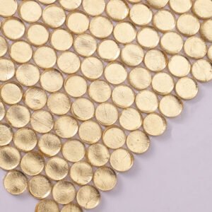 Mosaïque en verre – doré, petits ronds, rond, brillant, pour sol