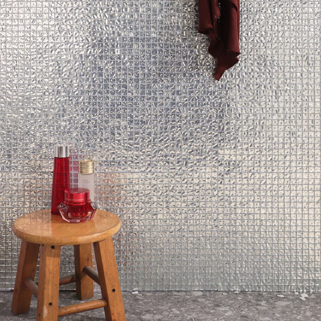 Mosaikfliesen – Silberfarben, Quadrate, 15X15mm, für Wände