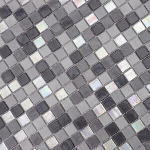 Glasmosaikfliesen – Grau / Silberfarben, Quadrate