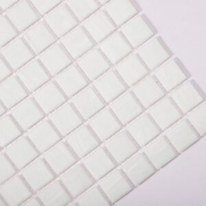 Glasmosaikfliesen – Weiß, Quadrate, für Pools – BJ-3395EFFC53CD