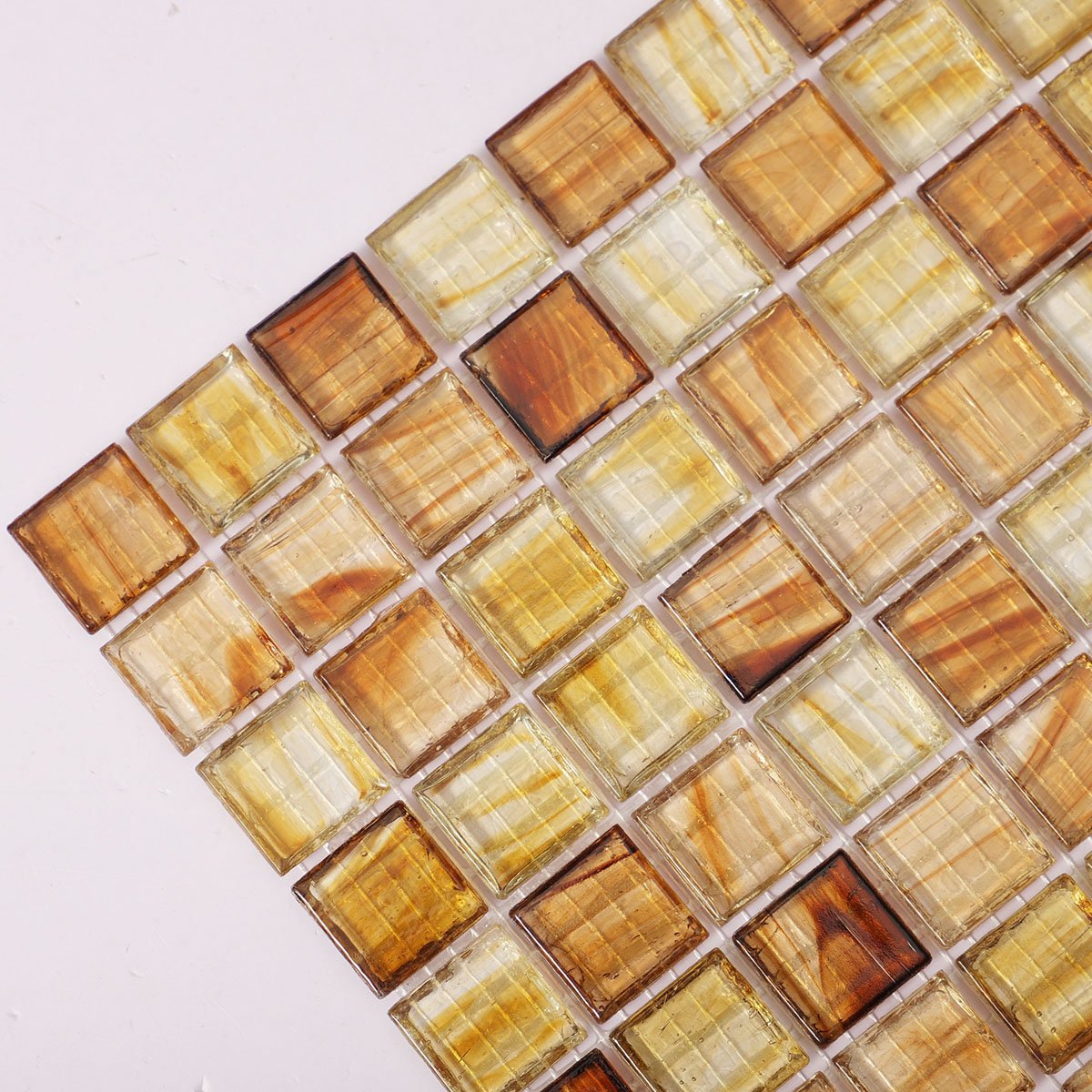 Transparent Brown Glass Mosaic Tiles for Kitchen Walls-BJTiles