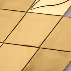 Mosaikfliesen aus Edelstahl – Goldfarben, Rauten, 3D-Struktur, für Wände – BJ-3D2E791B08BC