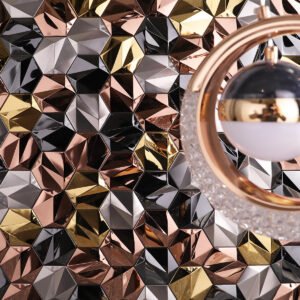 Mosaico metálico – hexagonal, 3D, para pared
