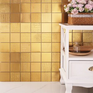 3D Wavy Gold Metal Mosaic Wall Tiles-BJTiles