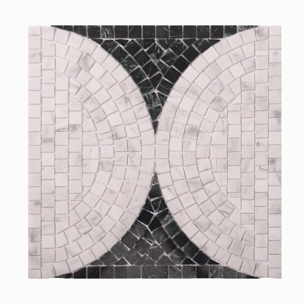 Piastrelle a mosaico in marmo – bianco / verde, lucidato