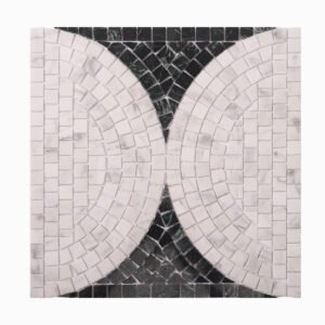 Polished Green and White Marble Cutting Art Mosaic Tiles-BJTiles