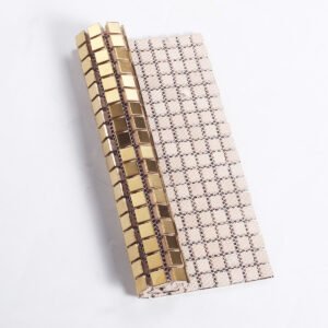 Mosaïque en métal – doré, carré, pour mur