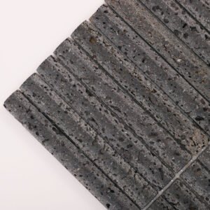 Mosaico de piedra natural – negro, lineal, 3D, acanalado