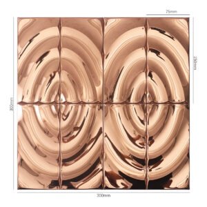Mosaicos 3D de aço inoxidável ouro rosa com padrão ondulado