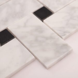 Mosaico de mármol – Carrara, blanco, trenzado