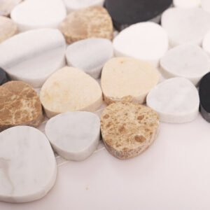 Mosaico de mármol – negro / beige, guijarro